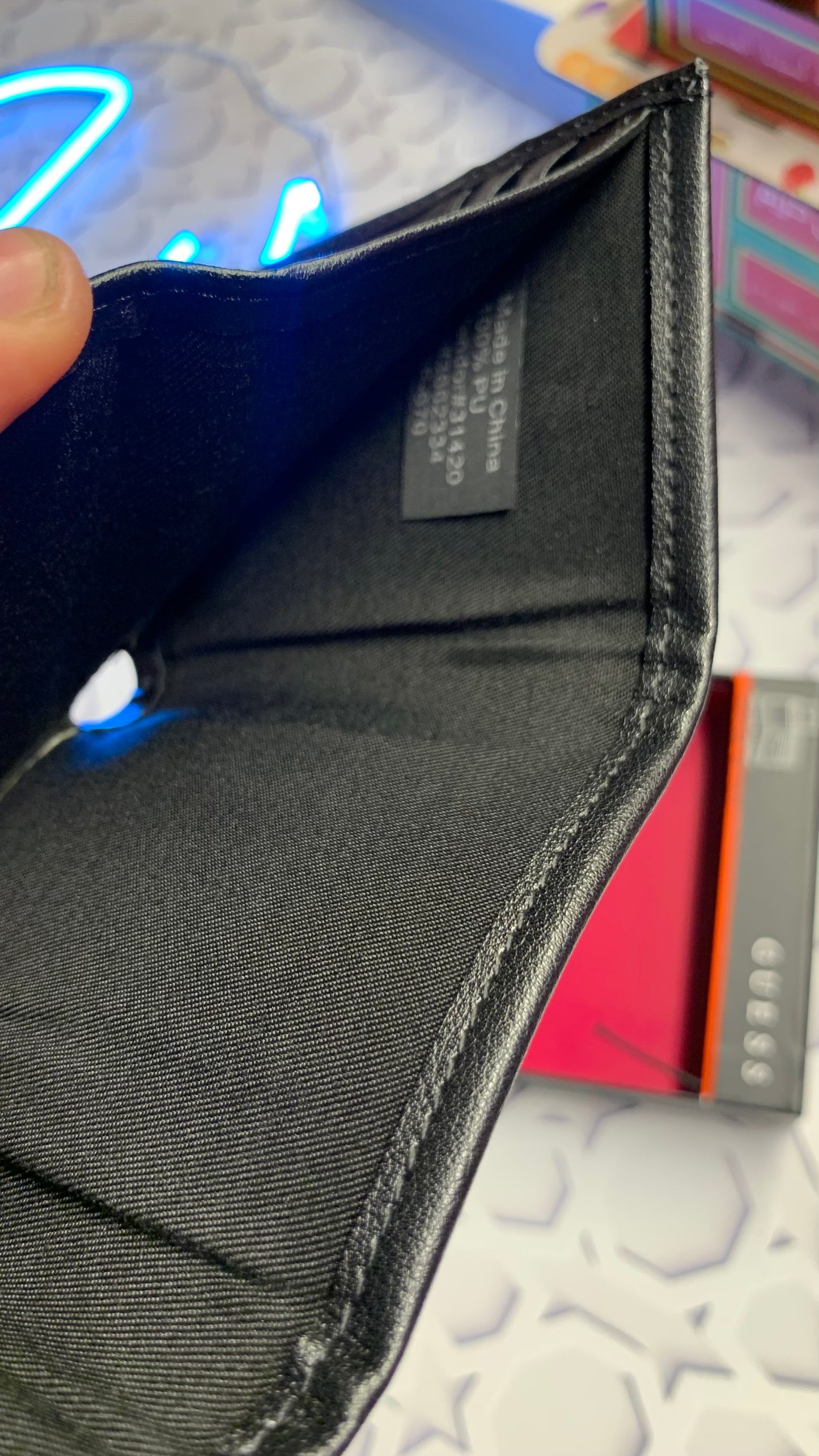 Guess Black Trifold Wallet Triangle Logo