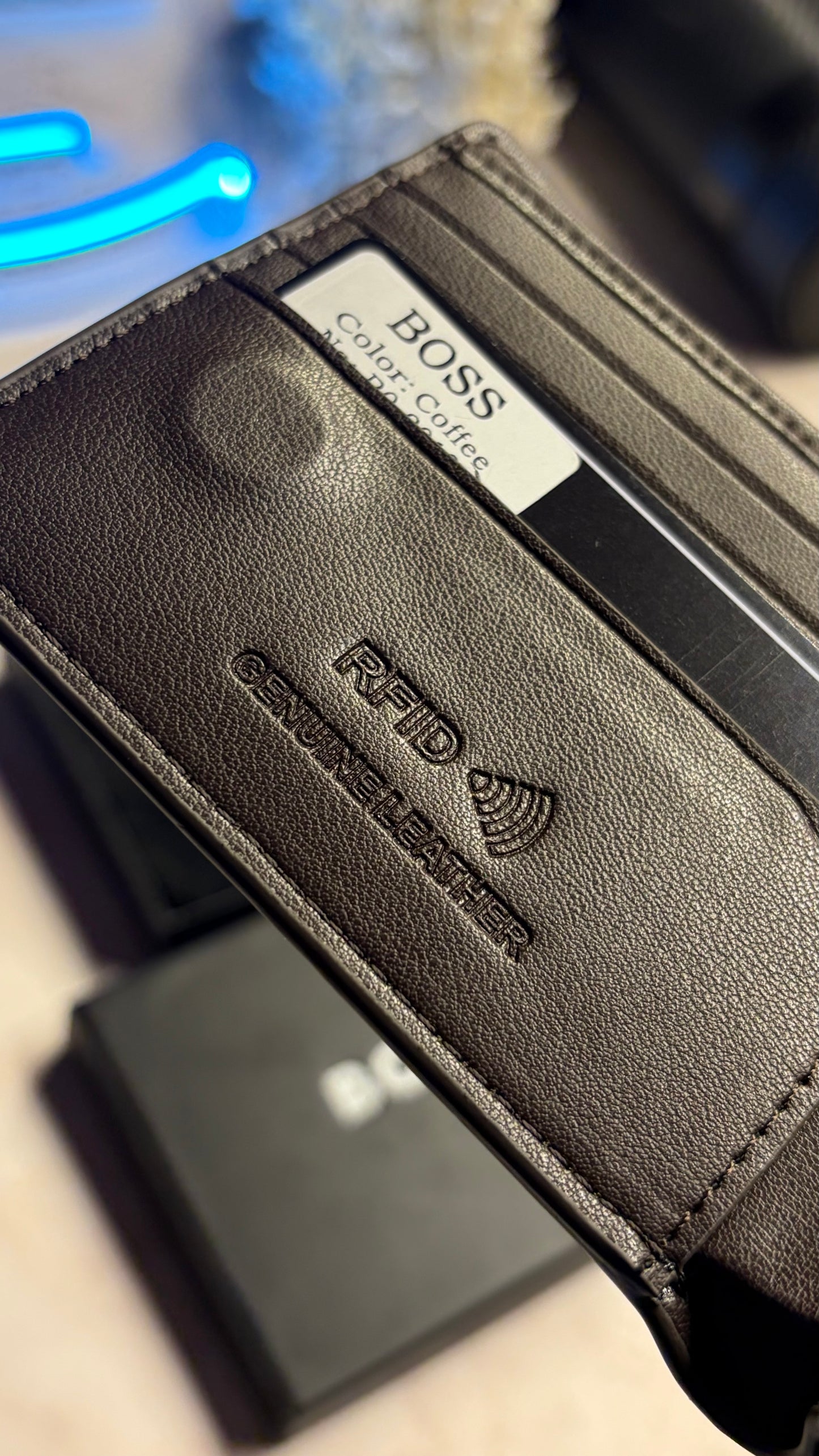 Boss Men’s Bifold Wallet With Box - Magnetic Closure - Brown