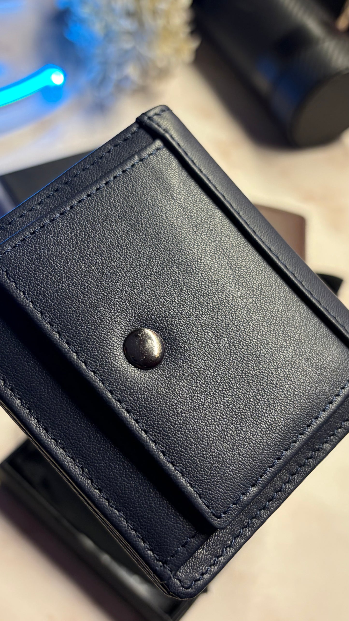 Boss Men’s Bifold Slim Wallet - Magnetic Closure - Navy