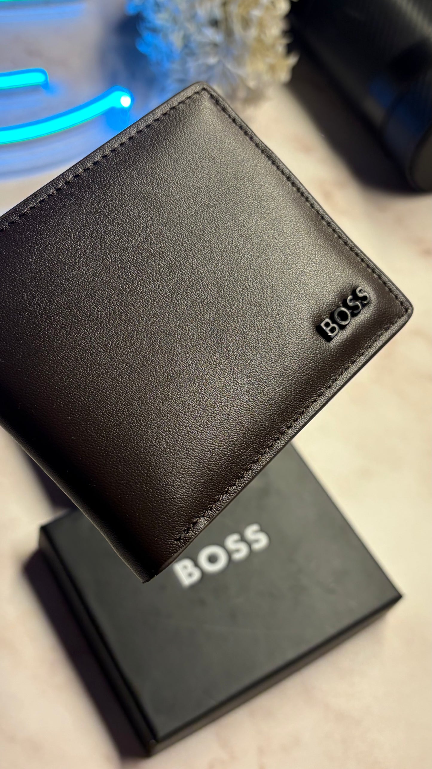 Boss Men’s Bifold Wallet With Box - Magnetic Closure - Brown
