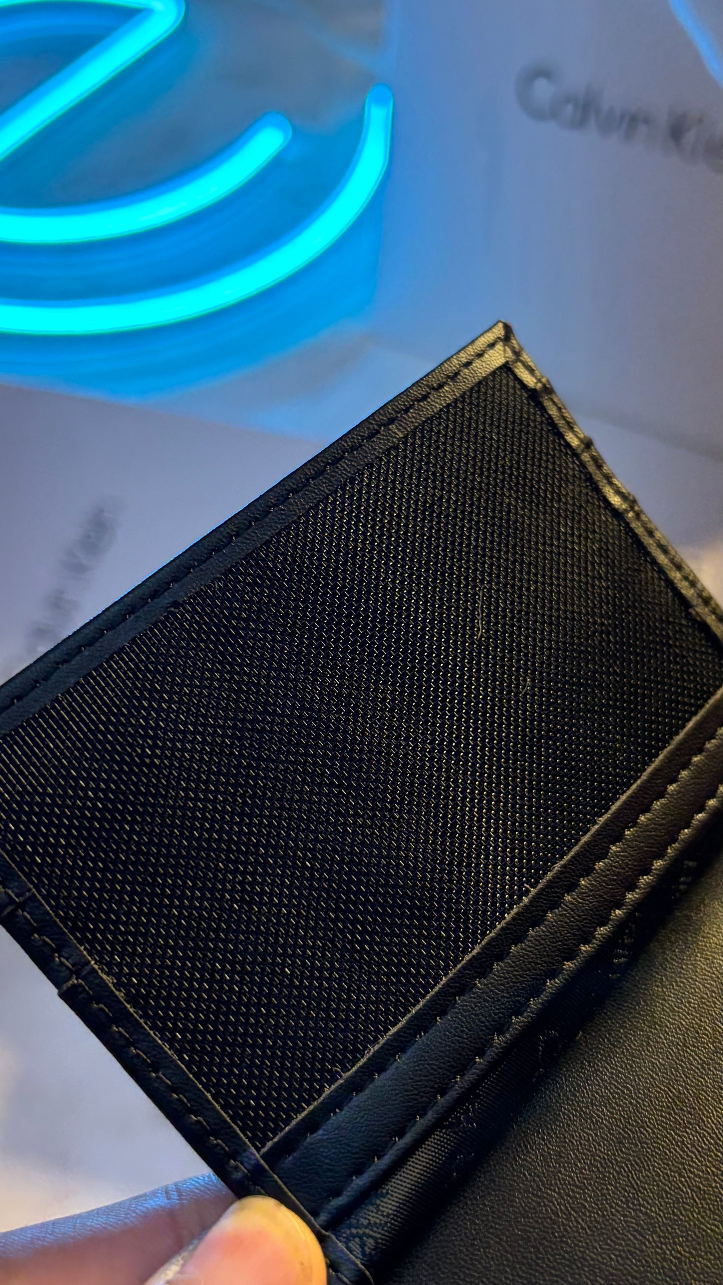 Calvin Klein Slim Bifold Wallet – Black Monogram Dual Texture