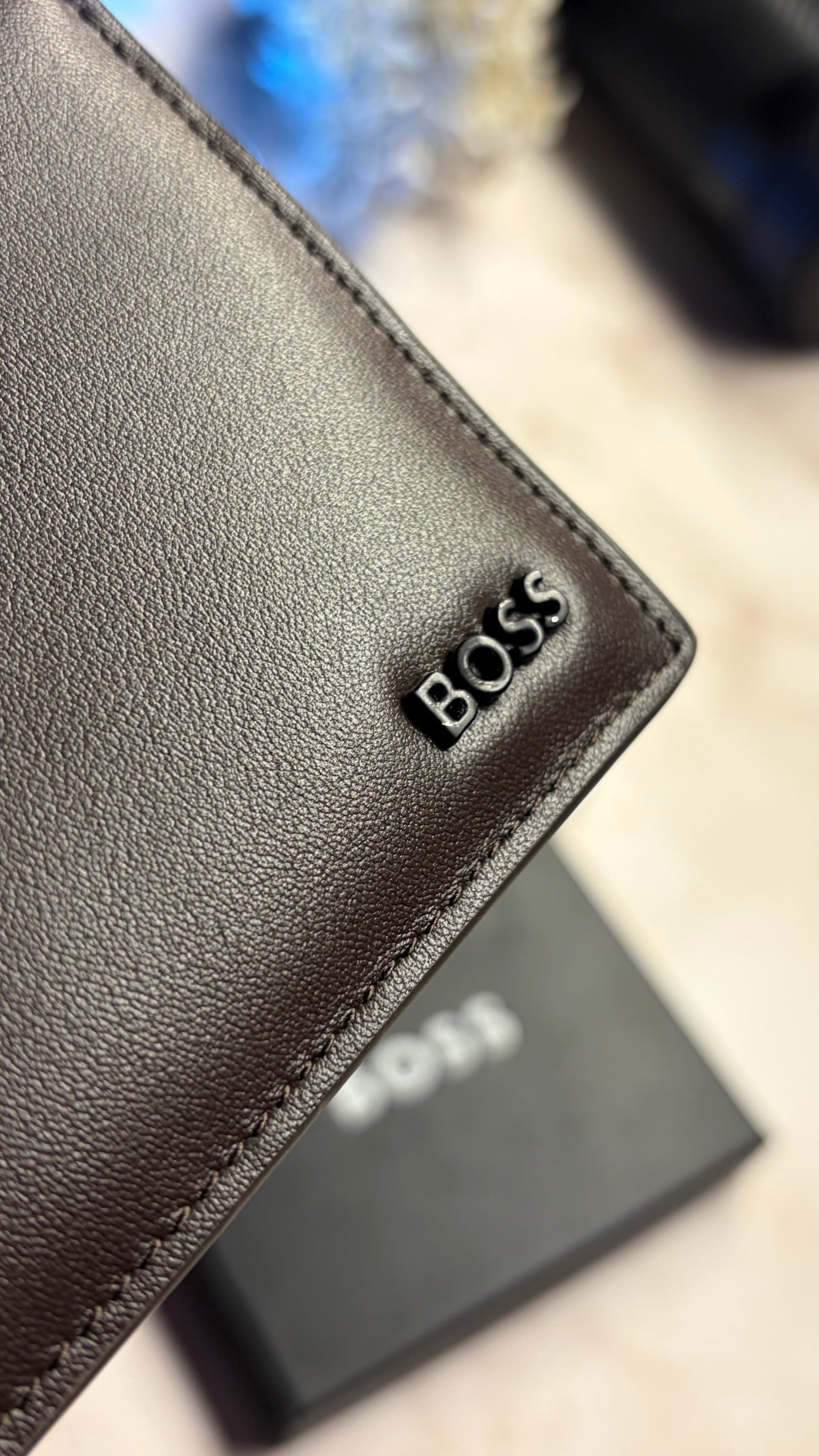 Boss Men’s Bifold Wallet With Box - Magnetic Closure - Brown