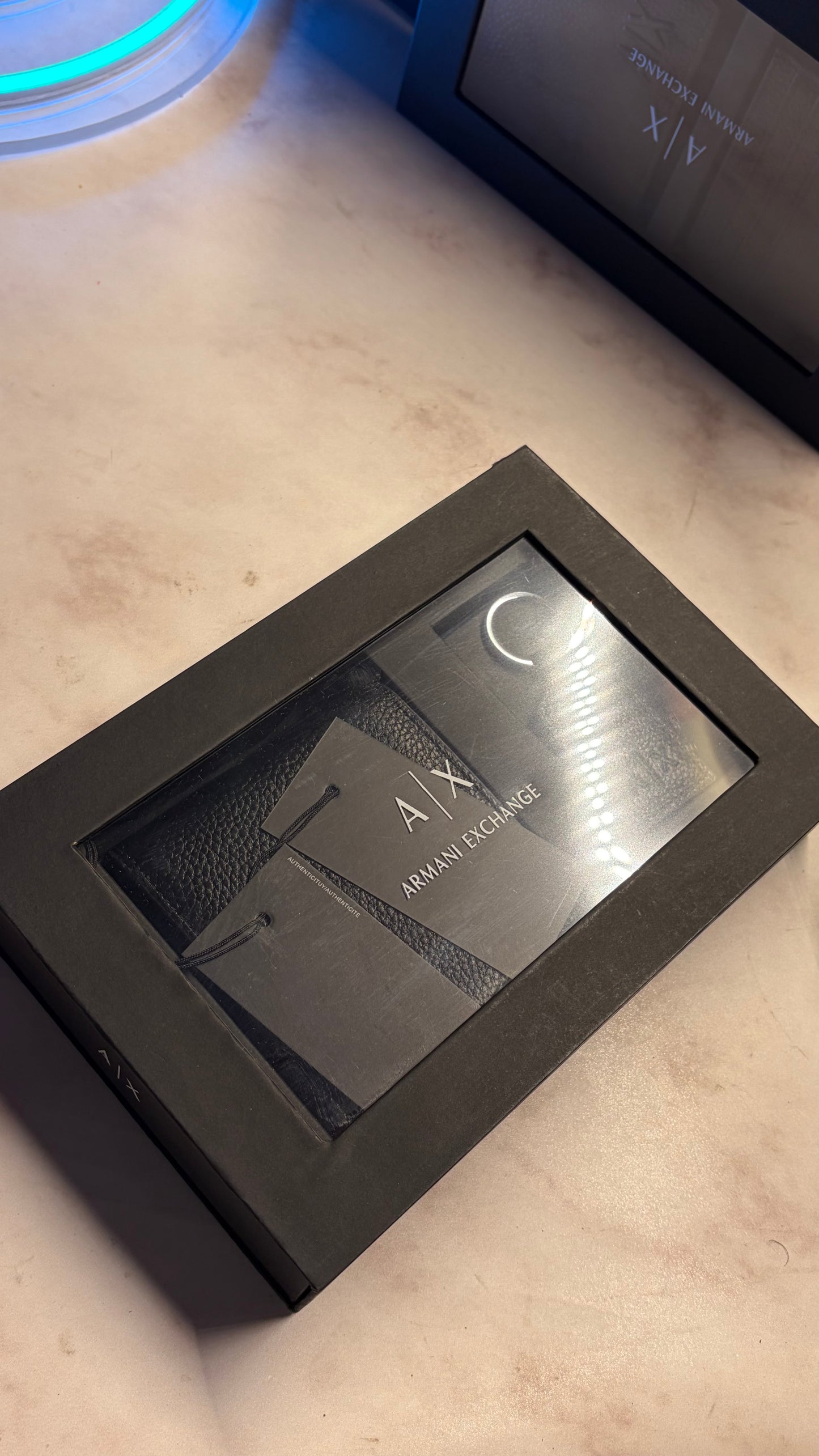 Armani Exchange Wallet & Keychain Set