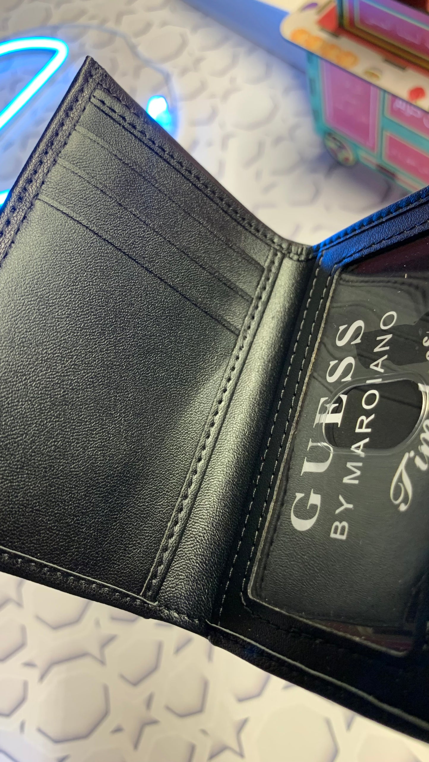 Guess Black Trifold Wallet Triangle Logo