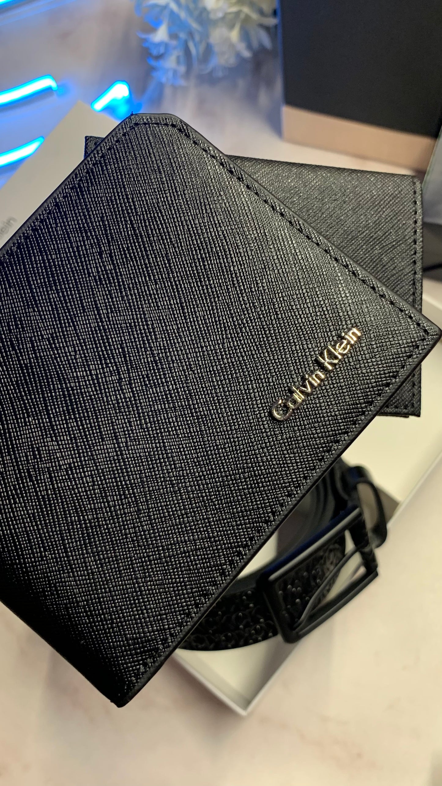 Calvin Klein wallet and belt set