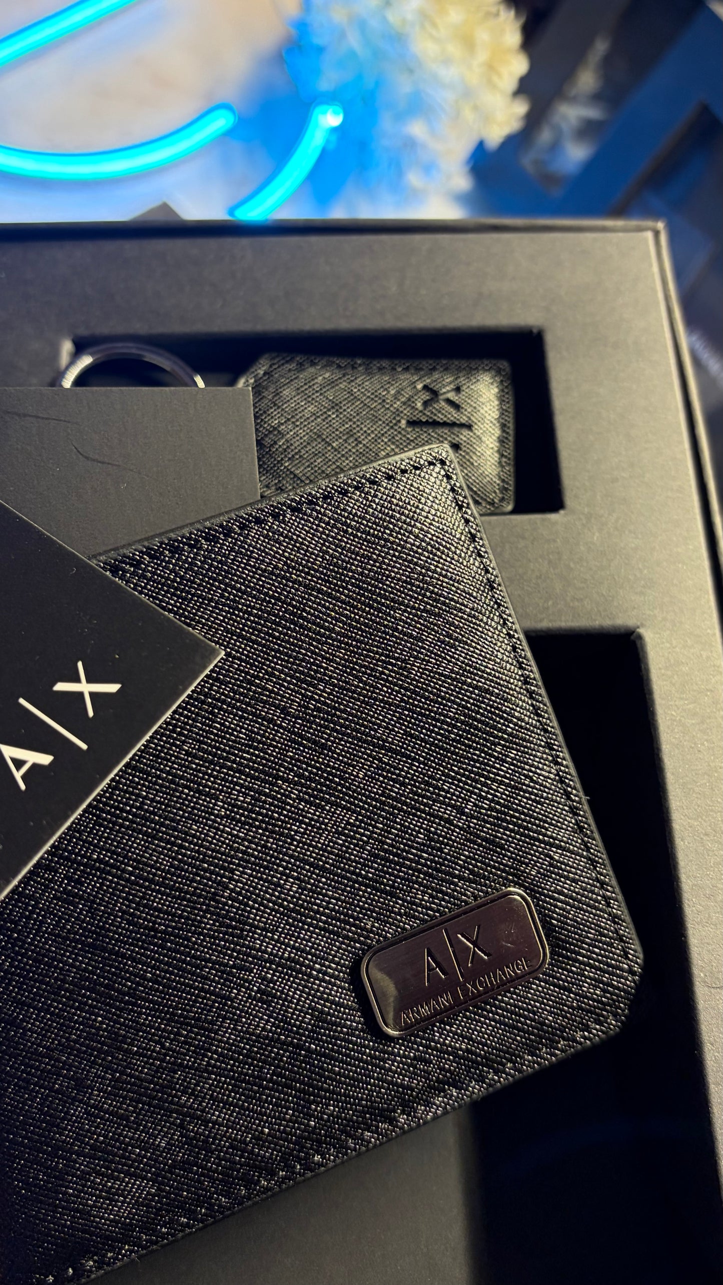 Armani Exchange Wallet & Keychain Set