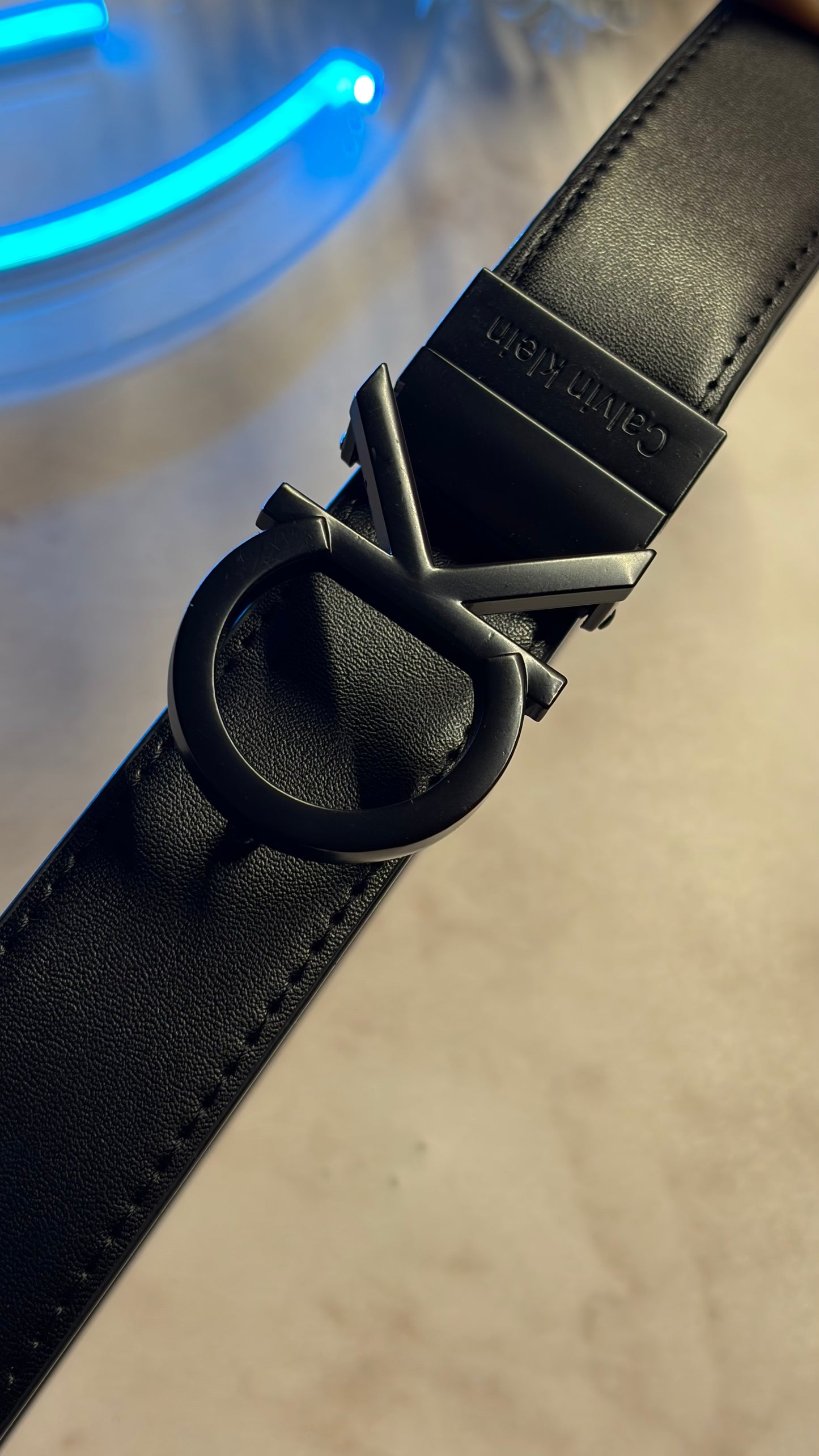 Calvin Klein Double Face Belt - Black CK Logo Buckle