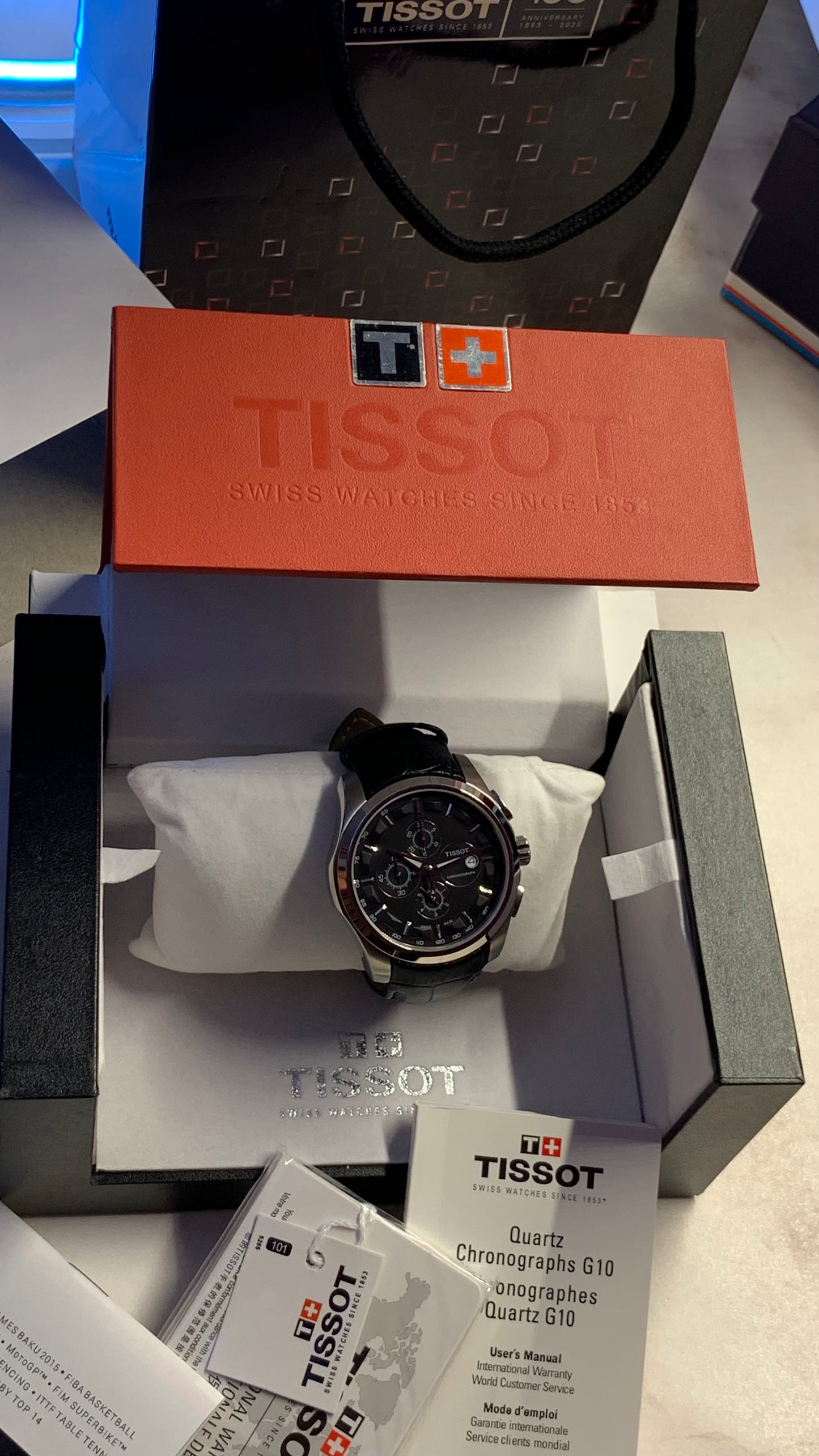 Tissot Chronograph Watch For Men - Leather Strap