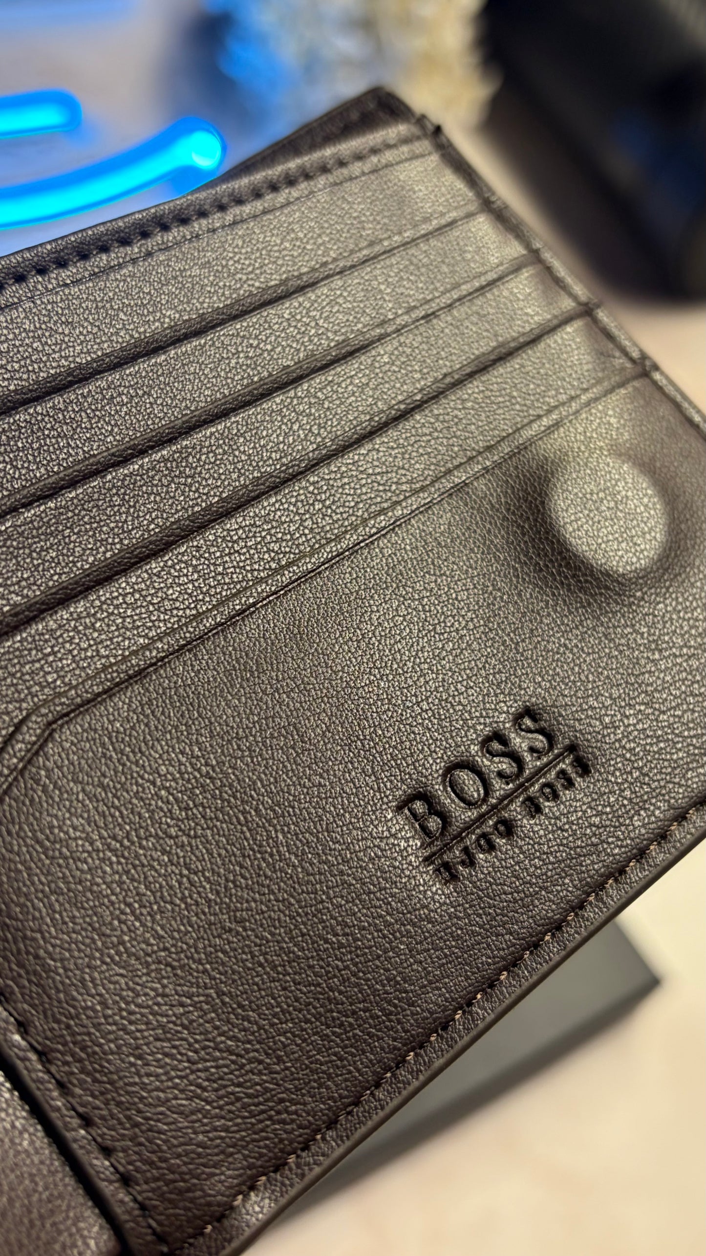 Boss Men’s Bifold Wallet With Box - Magnetic Closure - Brown