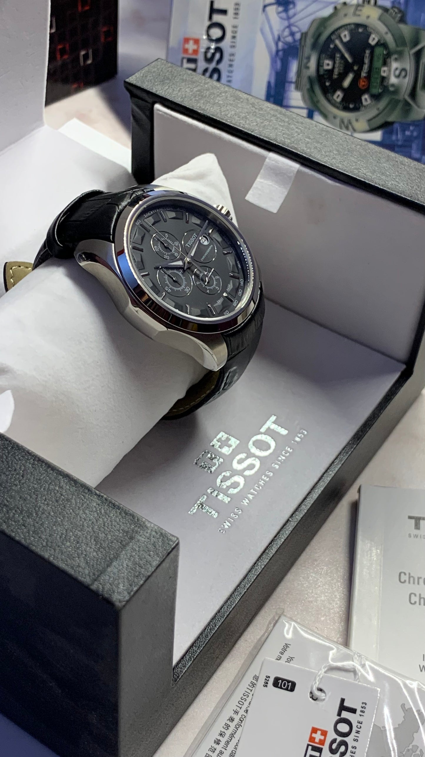 Tissot Chronograph Watch For Men - Leather Strap