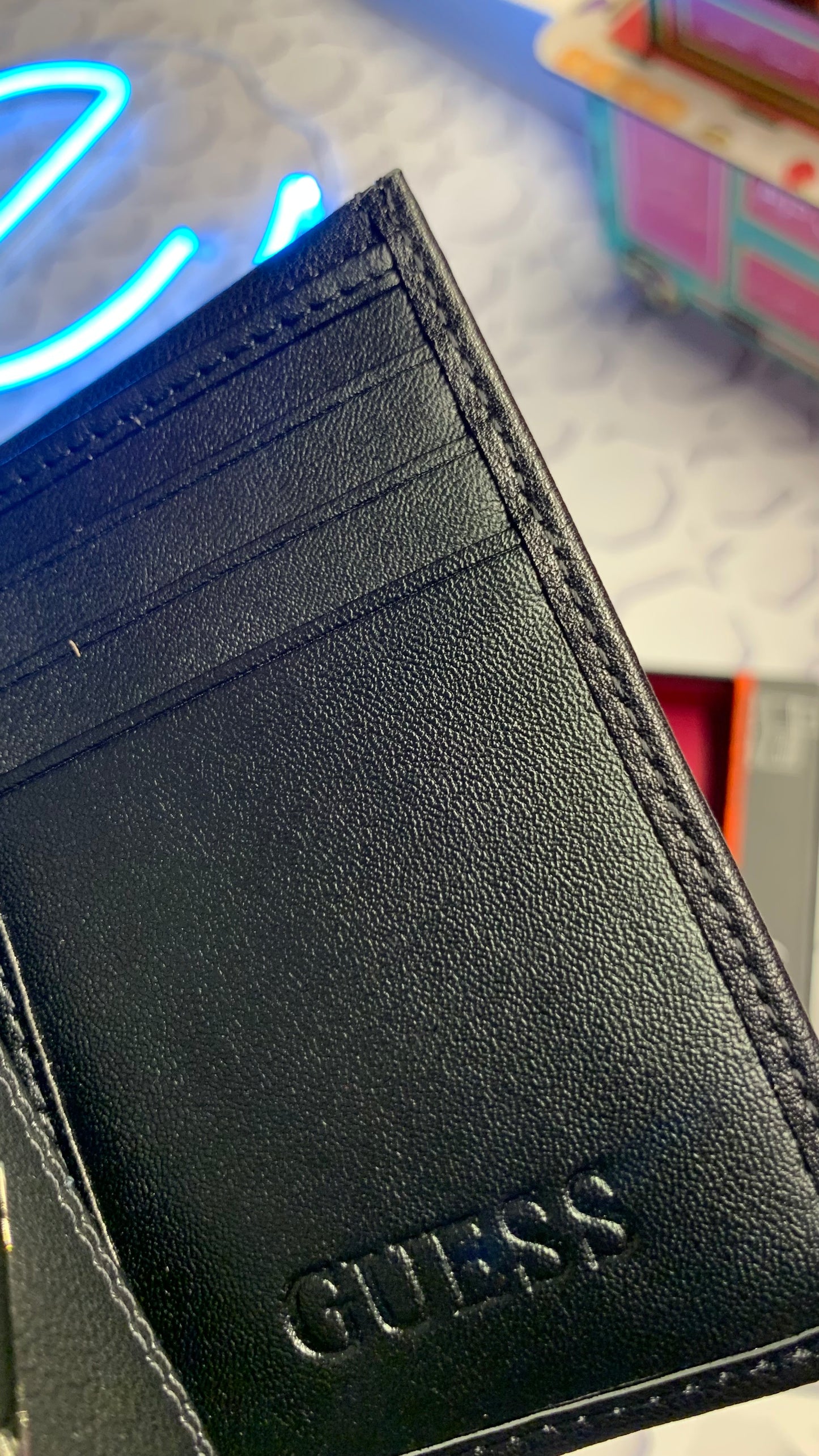Guess Black Trifold Wallet Triangle Logo