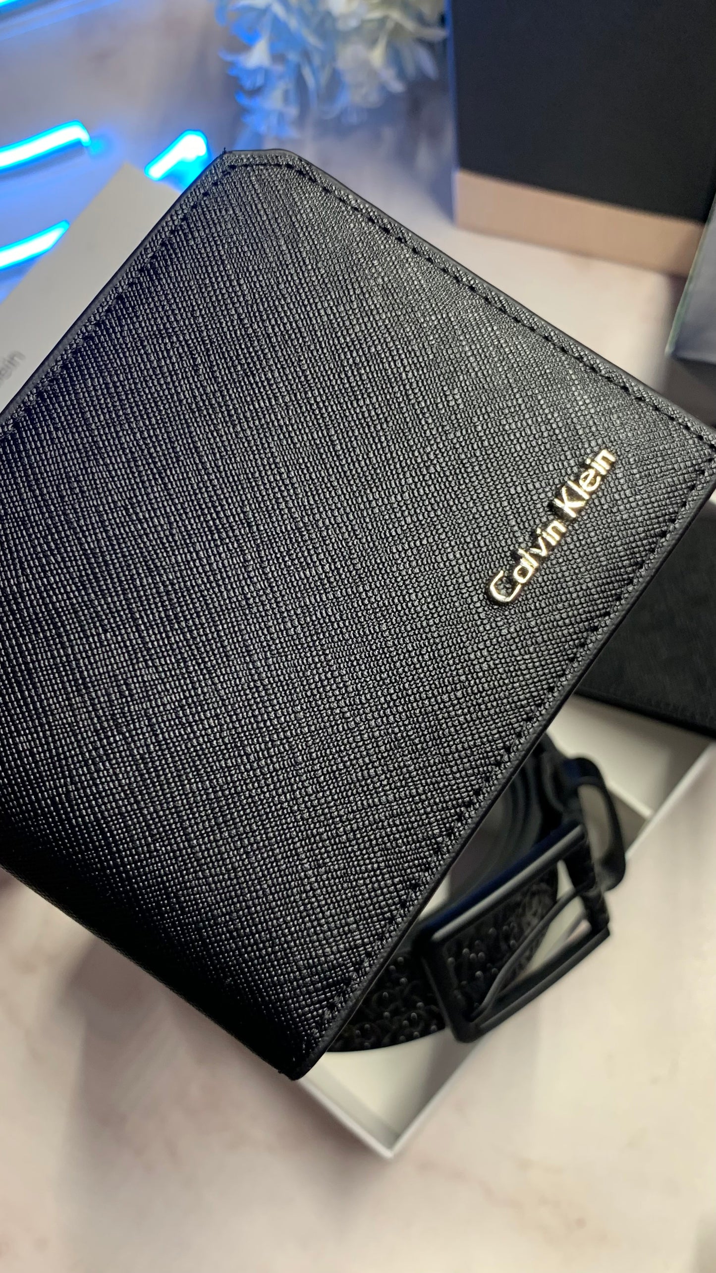 Calvin Klein wallet and belt set