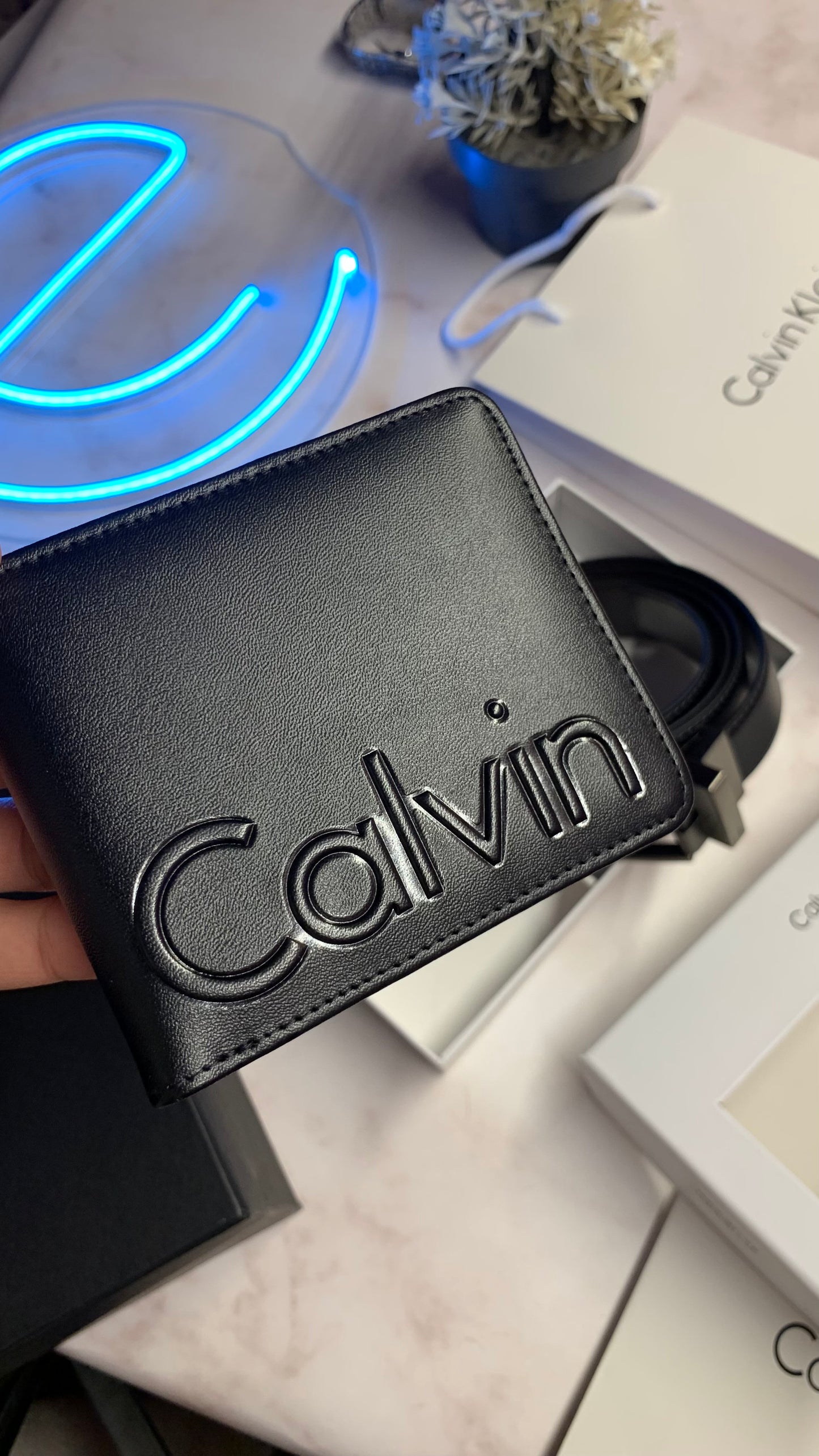 Calvin Klein Set - Wallet & Double face belt set