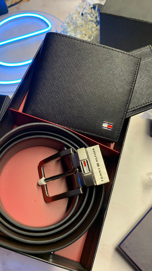 Tommy Hilfiger wallet & double face belt set