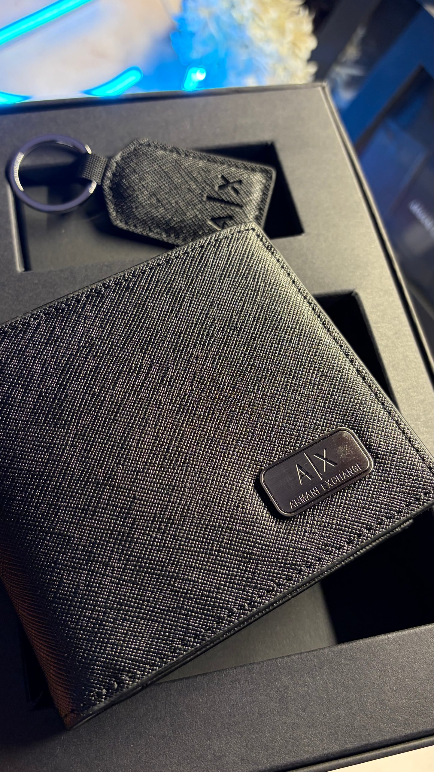 Armani Exchange Wallet & Keychain Set