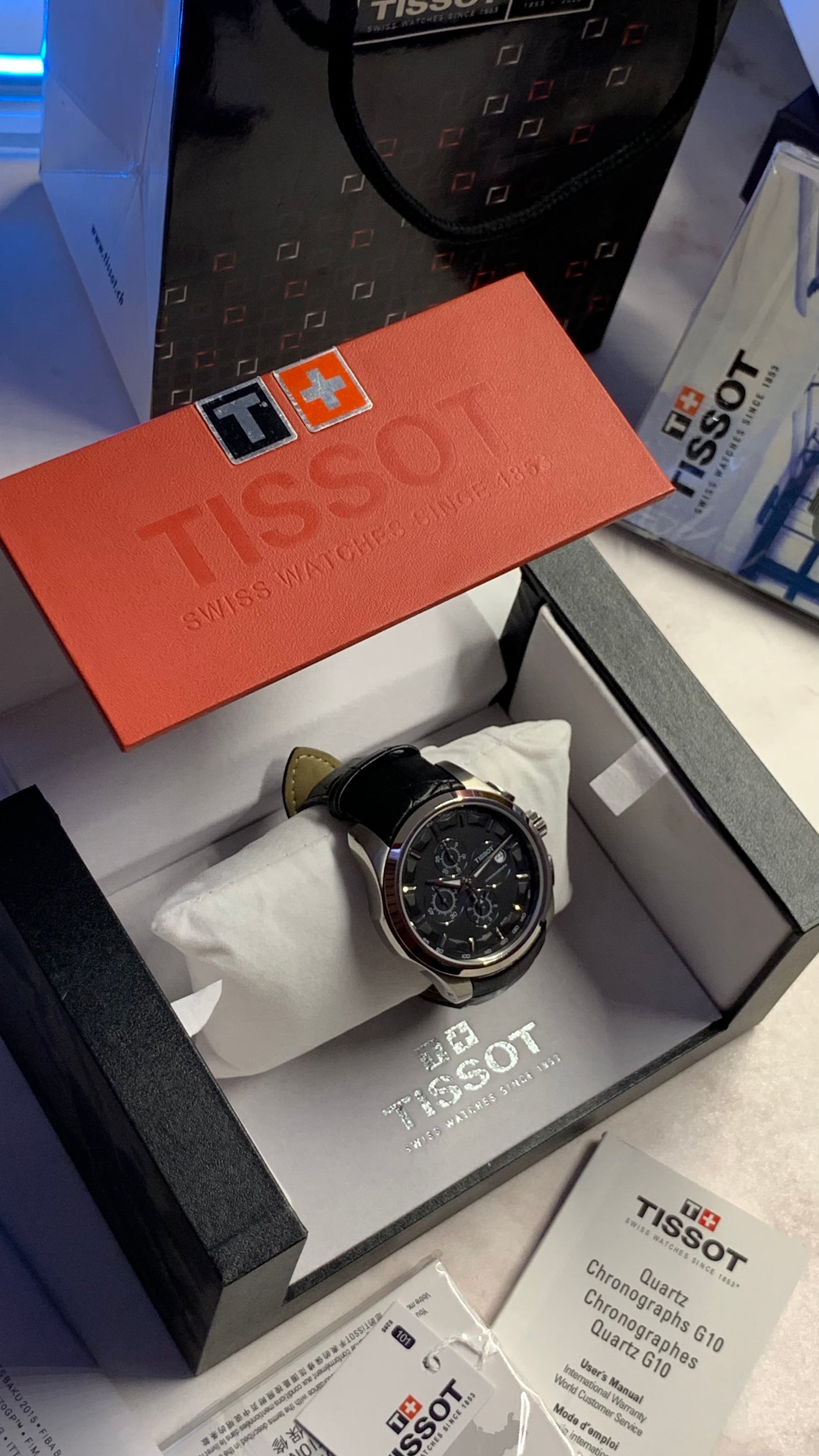 Tissot Chronograph Watch For Men - Leather Strap