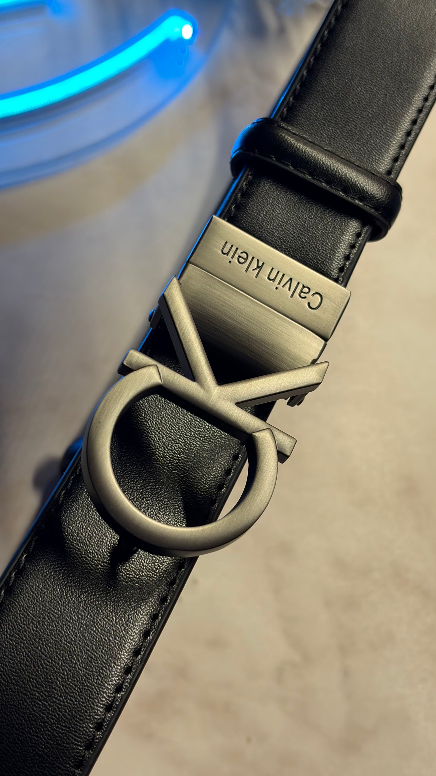 Calvin Klein Double Face Belt For Men - Silver CK Logo Buckle