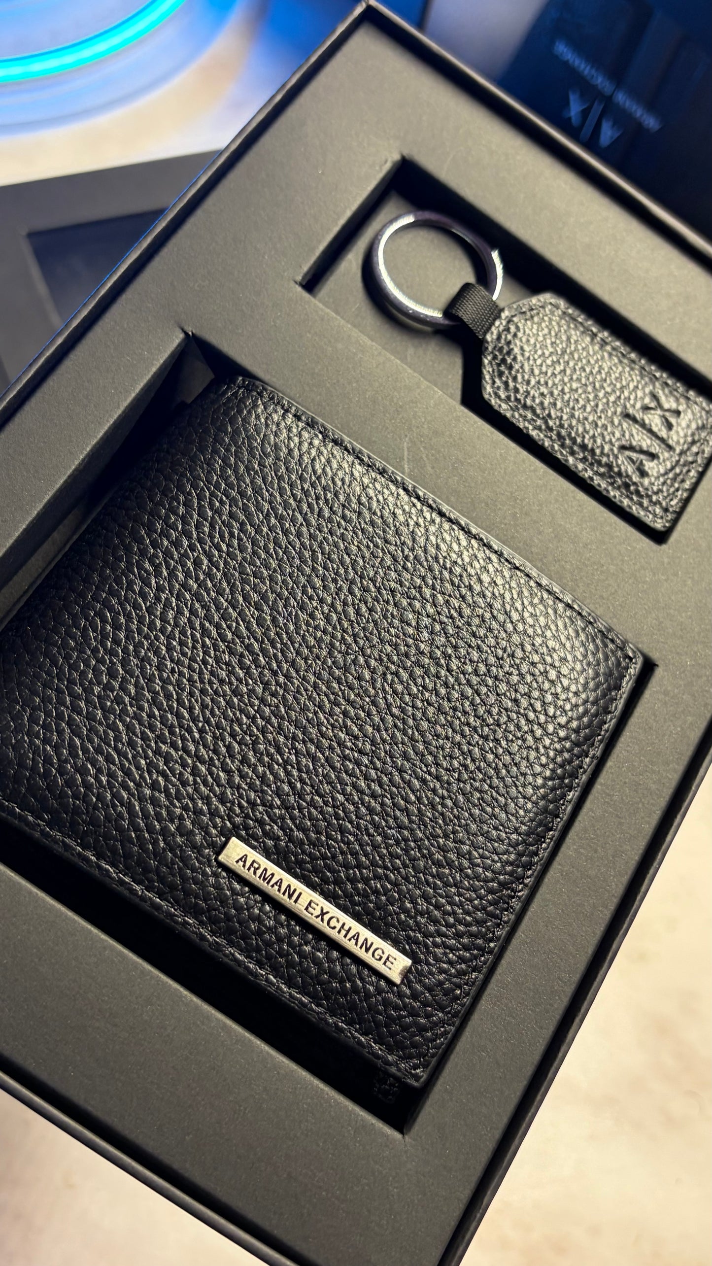Armani Exchange Wallet & Keychain Set