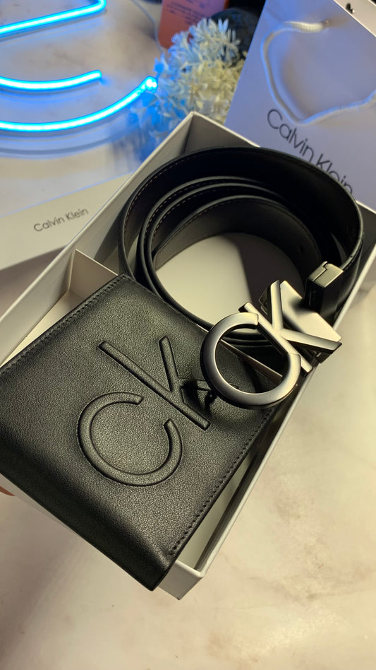 Calvin Klein Wallet & Doubleface Belt Set - CK Logo