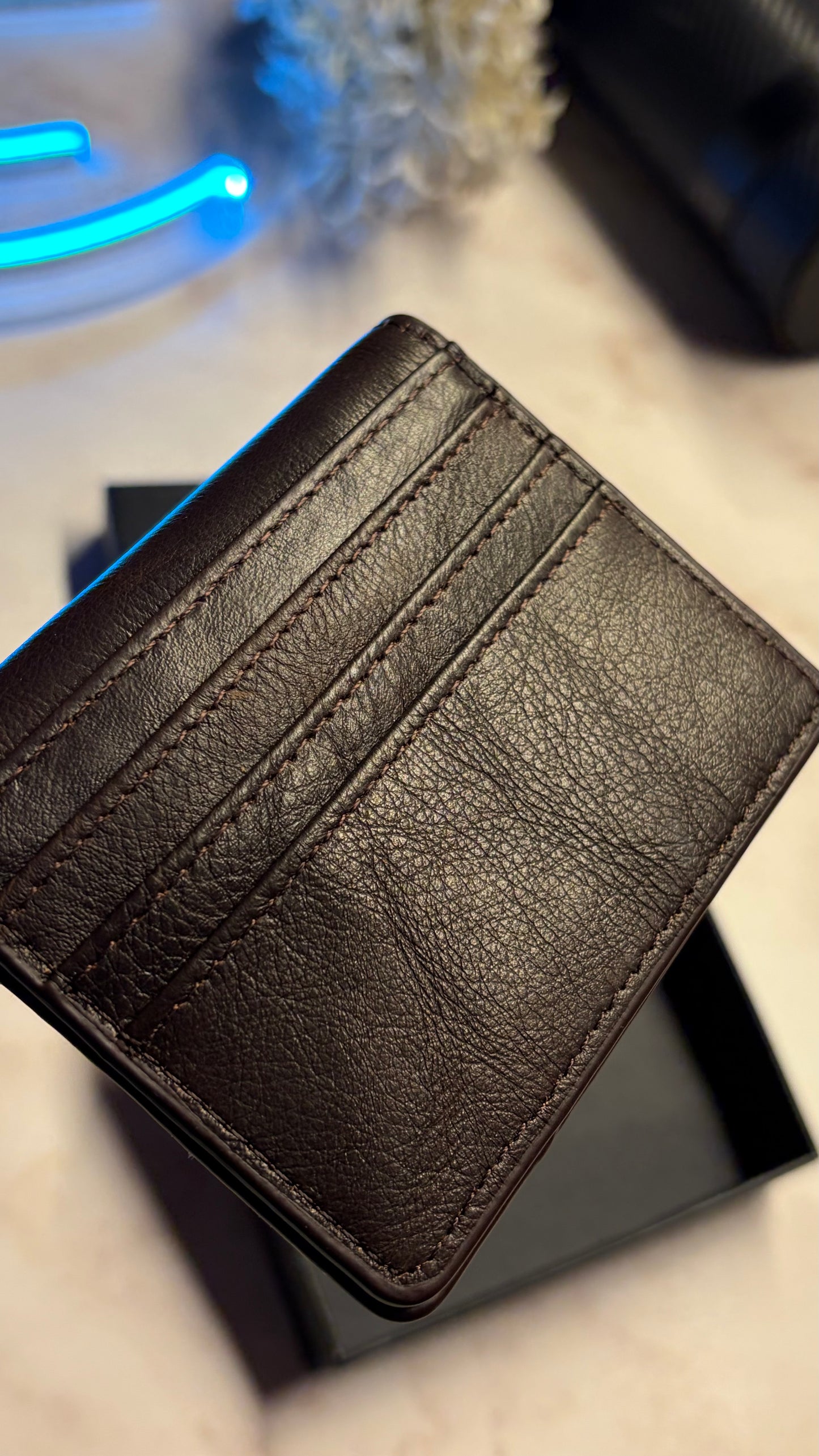 Boss Men’s Bifold Cardholder With Box - Magnetic Closure - Brown