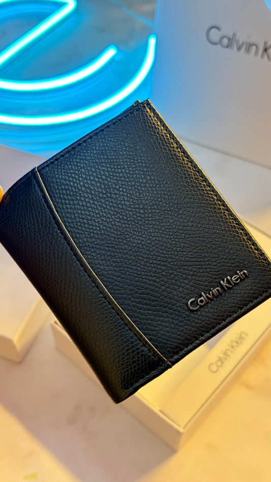 Calvin Klein Slim Bifold Wallet – Black Dual Texture