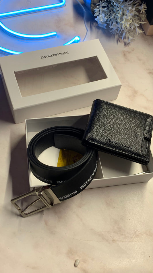 Emporio Armani Wallet, Cardholder & Double Face Belt Set