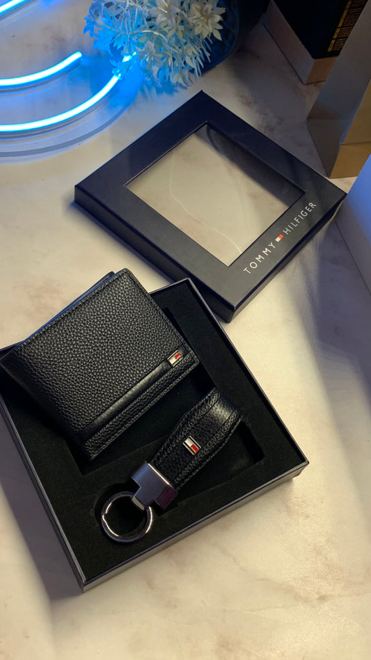 Tommy Hilfiger Wallet & Keychain Set - First Copy